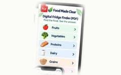The Food Made Clear app on a tablet with a food search